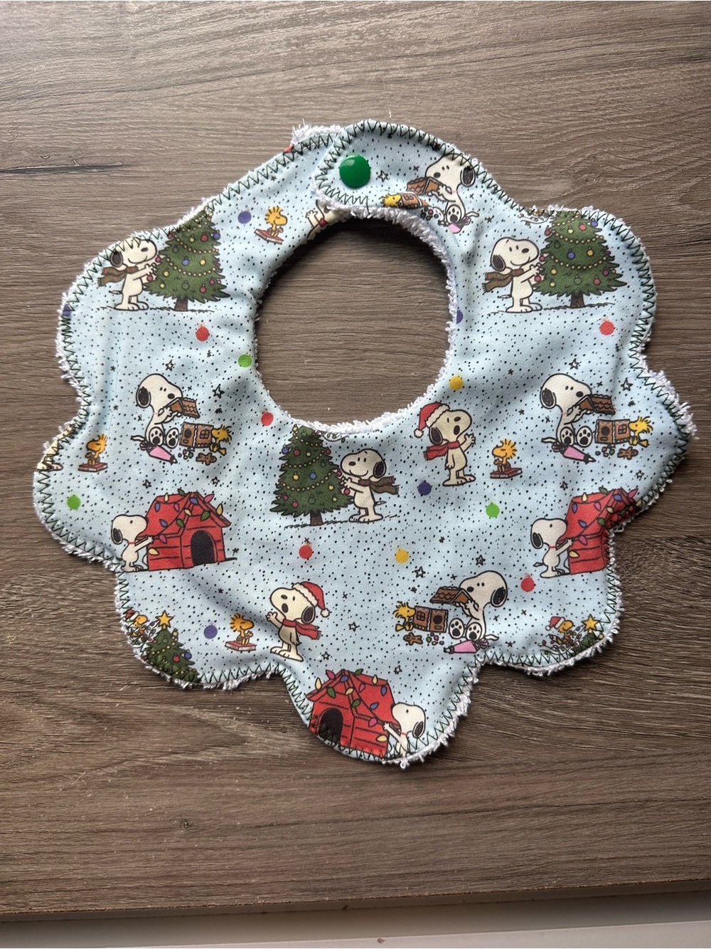 Baby Bib - Snoopy Holiday Print in Light Blue